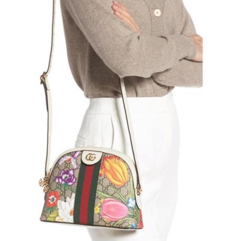 Gucci Ivory Ophidia supreme Floral crossbody bag / shoulder bag